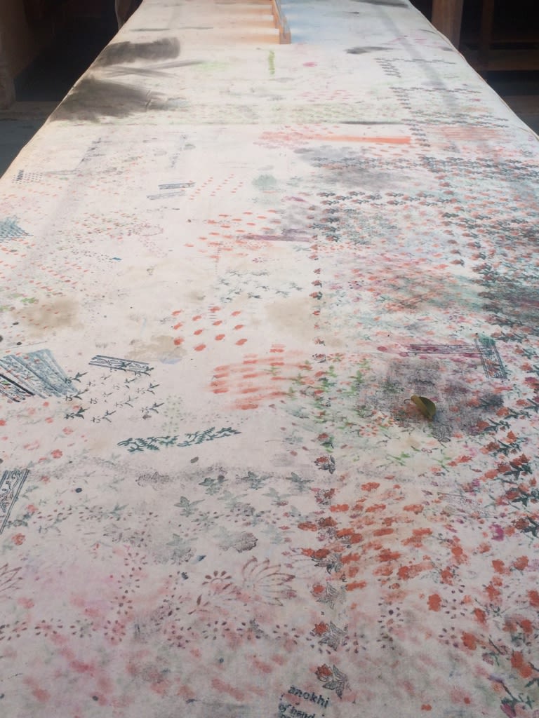 Fabric covered in difference pigment marks