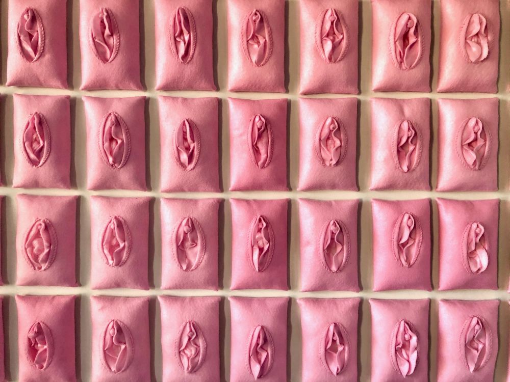 Series of pink fabric vulvas