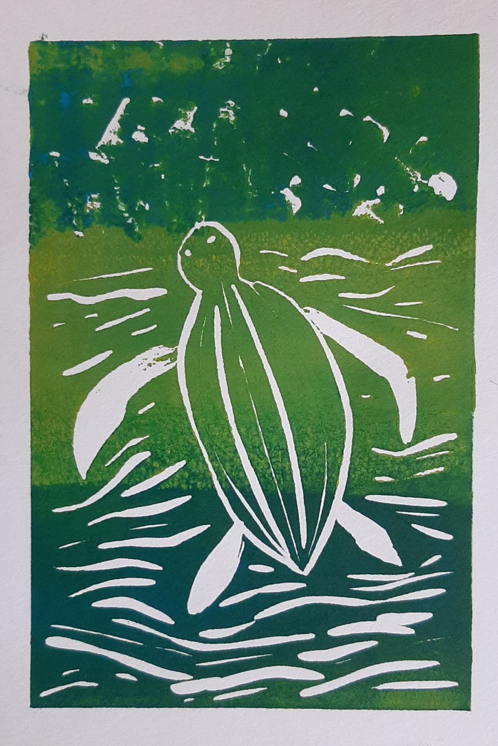 Green print of a turtle
