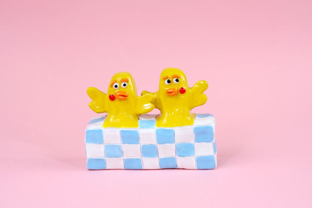 Two ceramic chicks 