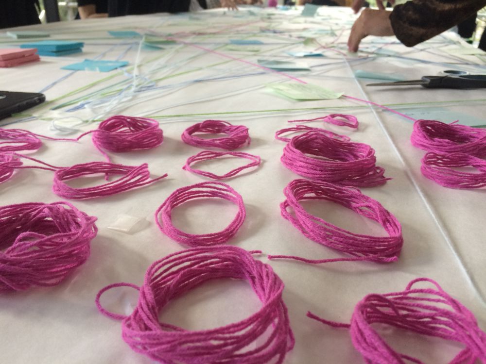 spools of pink yarn