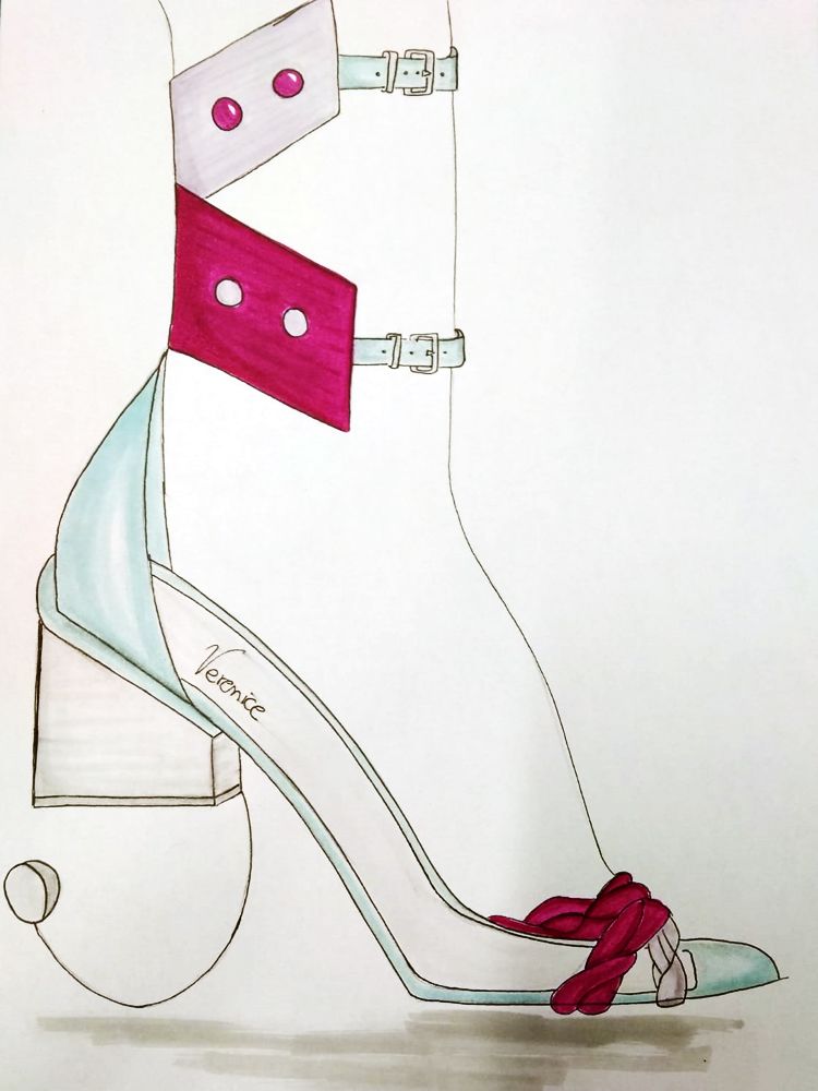 Veronica Giron's illustrated shoe design with heel.