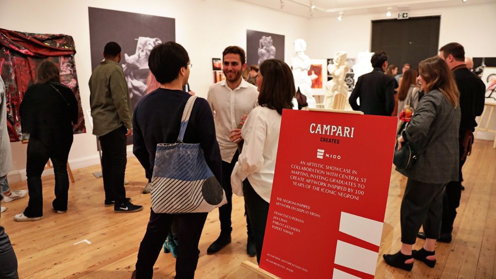 Visitors to the launch of CSM graduates' designs for Campari Creates