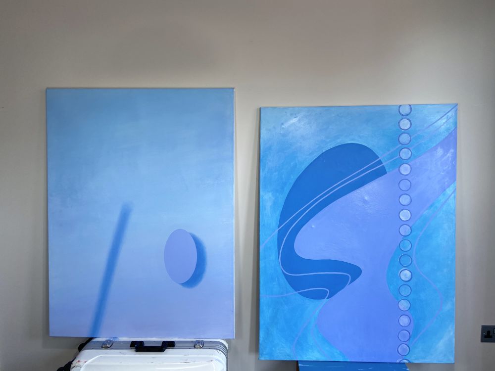 paintings in a living room