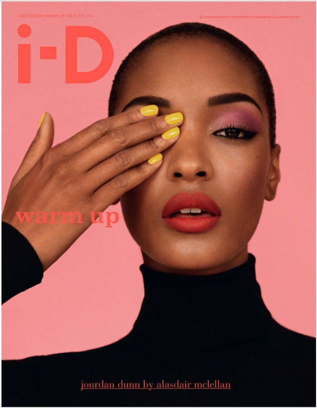 an ID magazine cover with a woman covering her eye