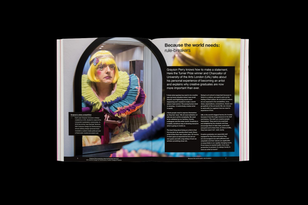 Mock-up of the Grayson Perry feature for the UAL prospectus