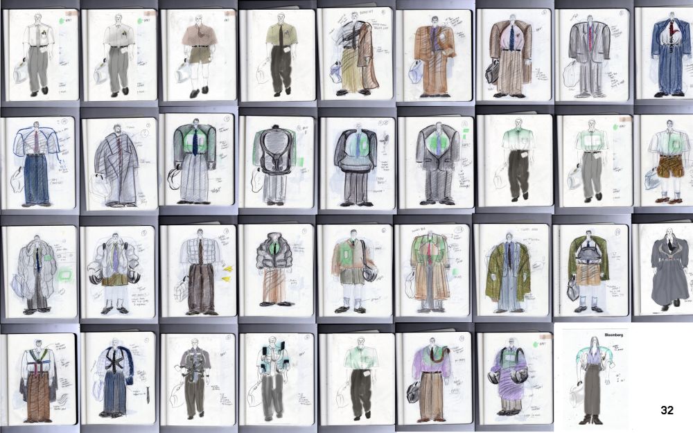 sketches of 35 garment looks - from overcoats to suits and workwear