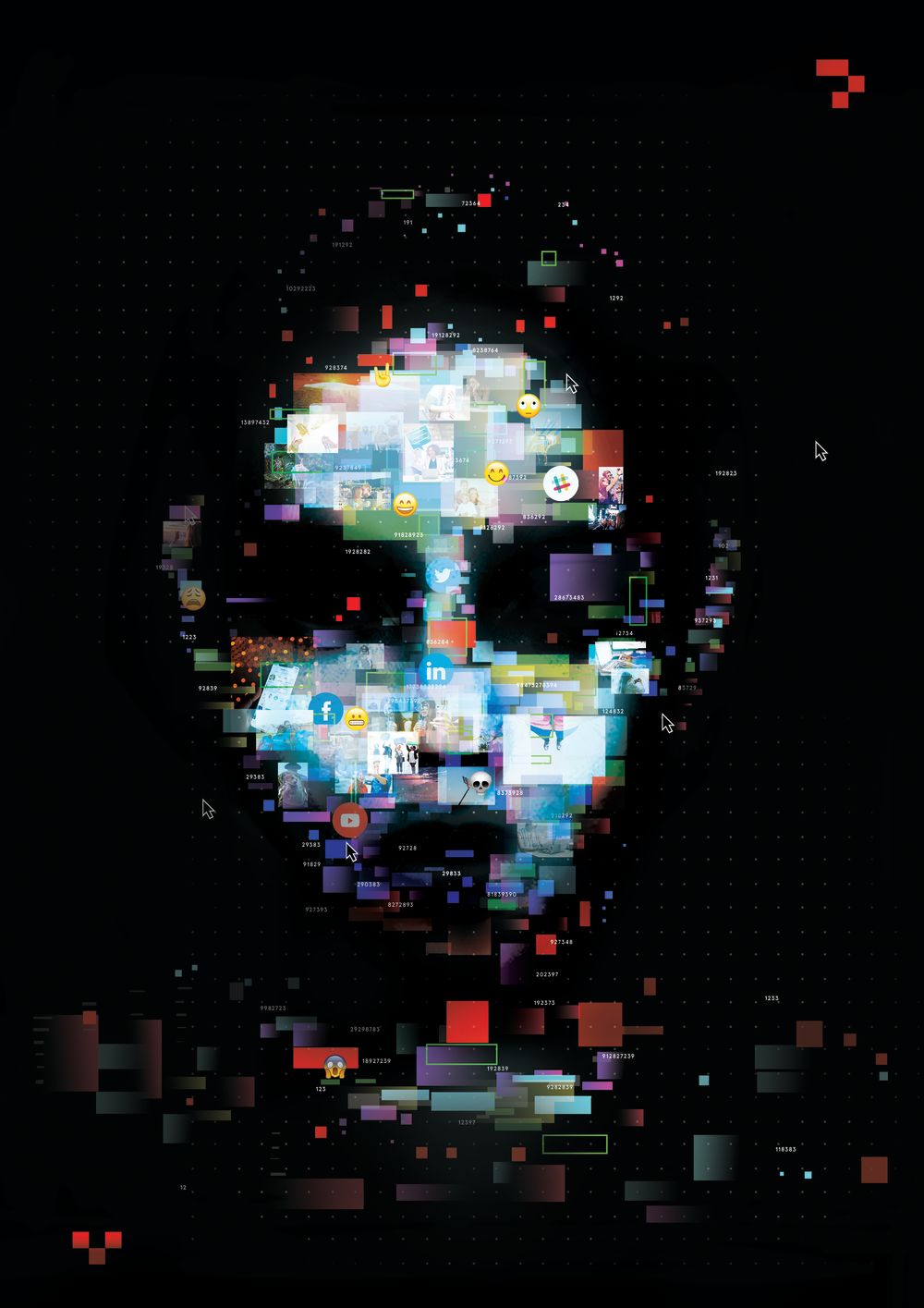 Digital image of pixellated face