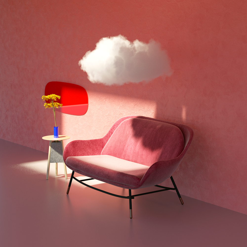 Illustration of a pink sofa