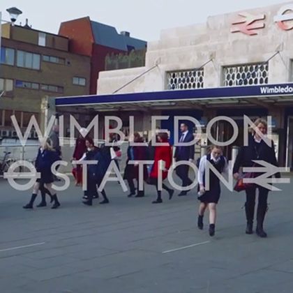 Photograph of the outside of Wimbledon station