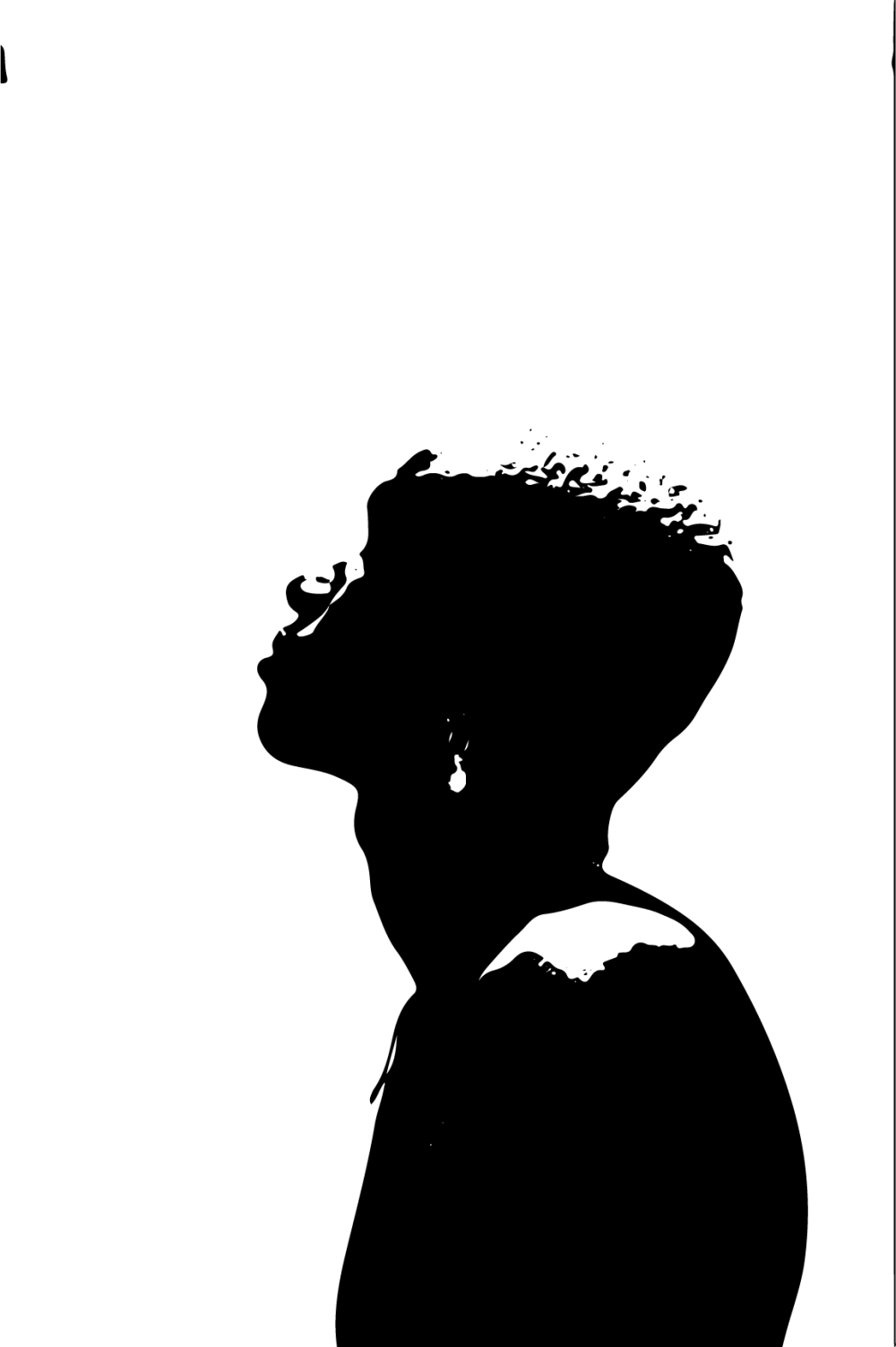 Black illustration of someone's head from the side