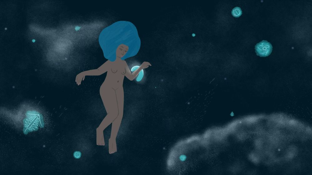 Illustration of a person floating