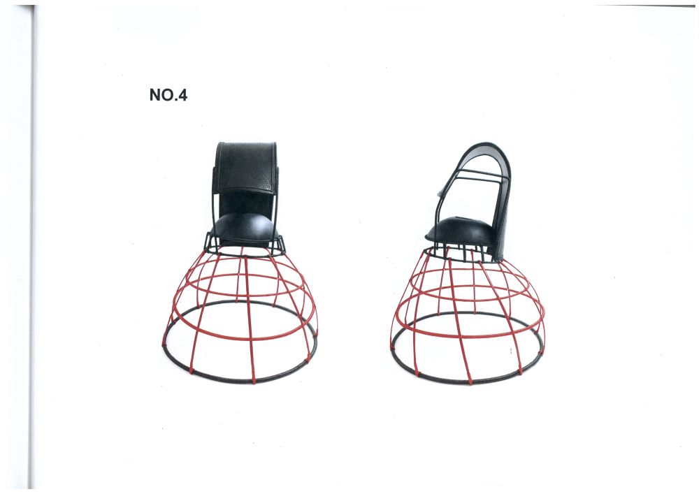 two metal framed hats