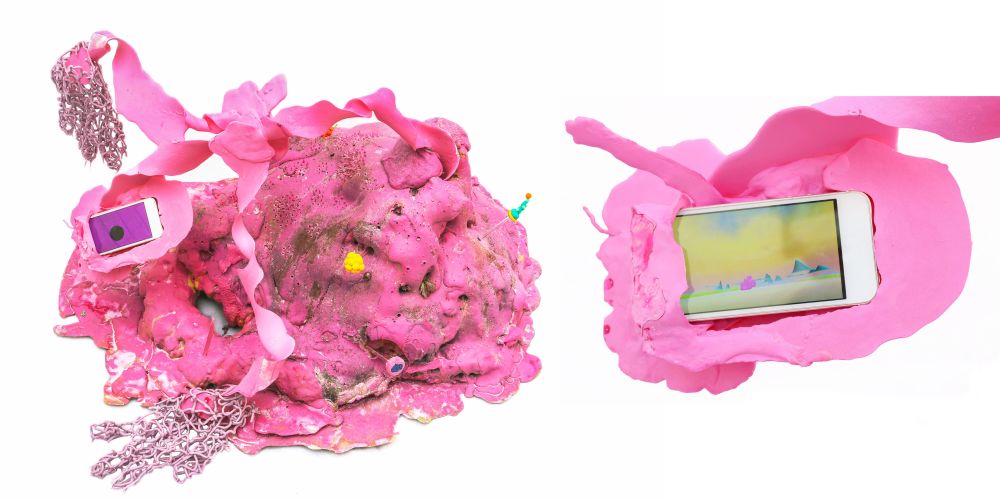 computer animated pink image of abstract gunge sculptures