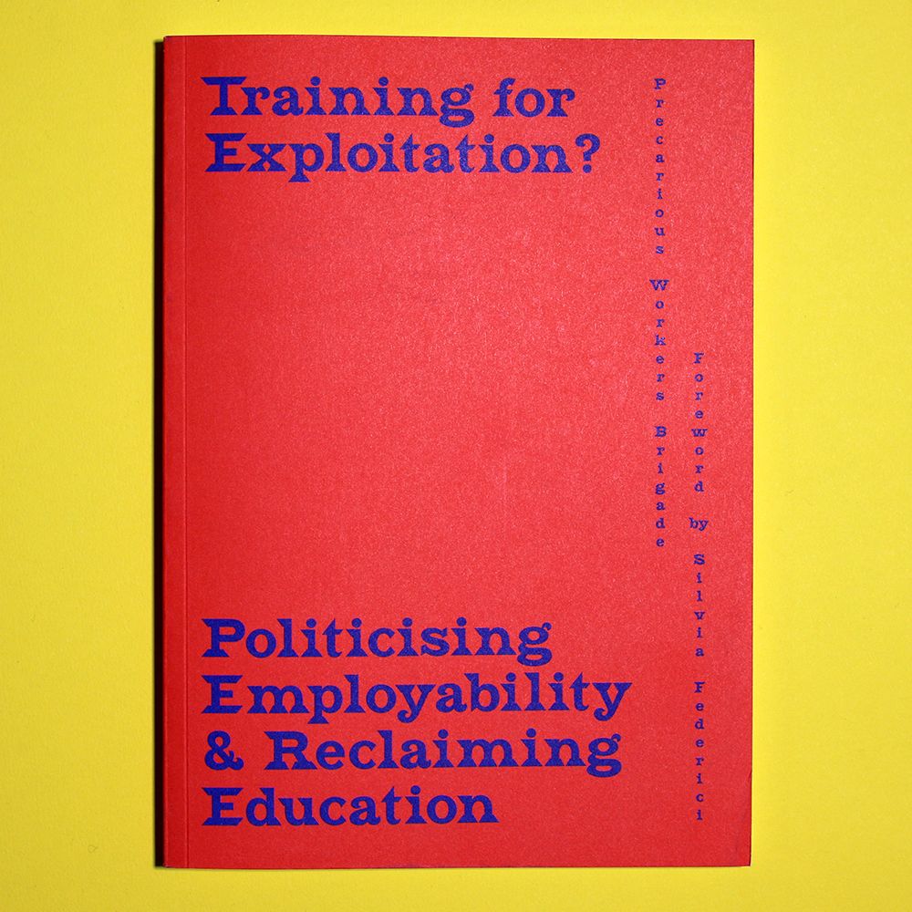A photo of a book printed by Calverts titled 'training for exploitation?'