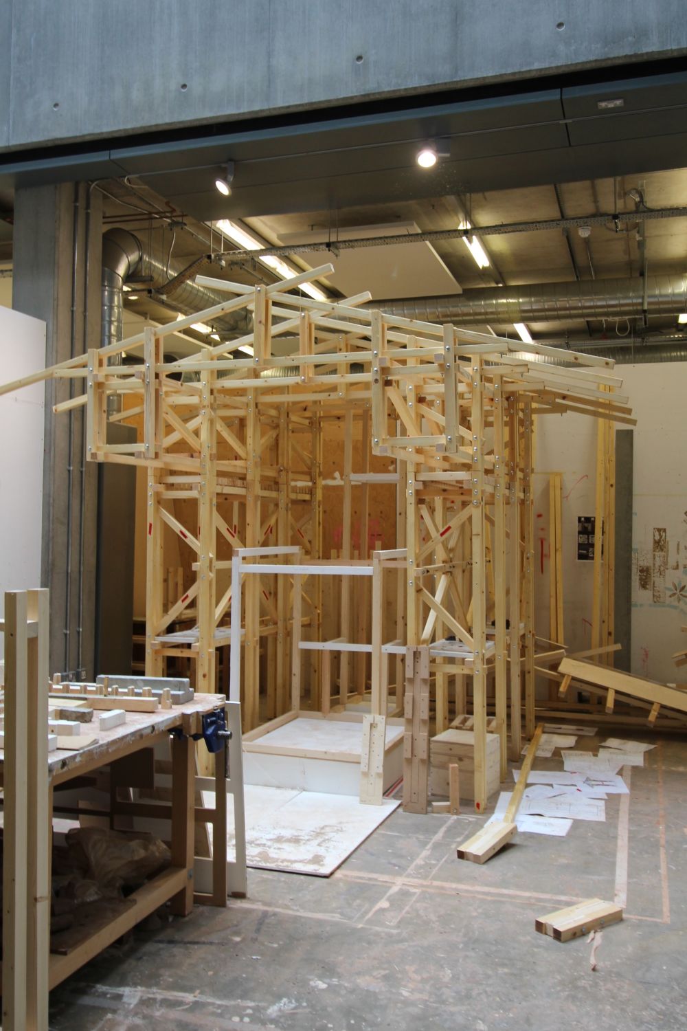 Timber structure within studio
