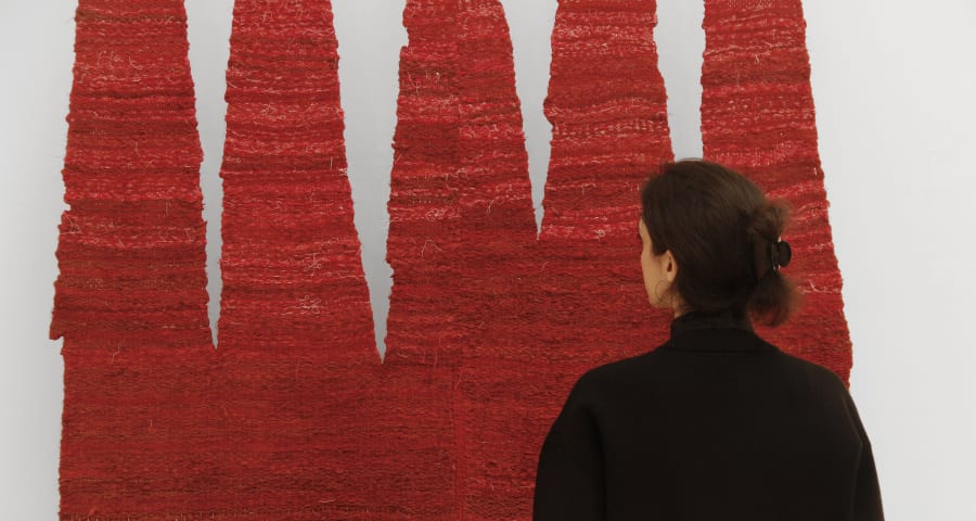 Visitor looking at Sayan Chanda