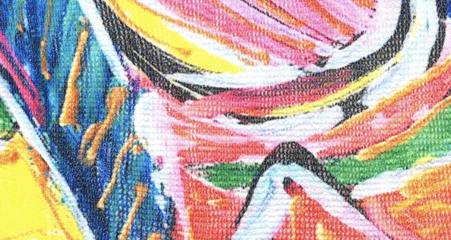 Colourful, knitted fabric