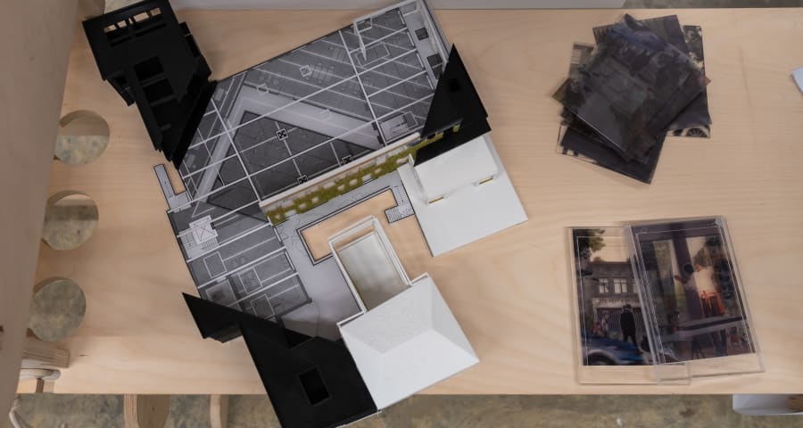 A model of a building seeing from top view