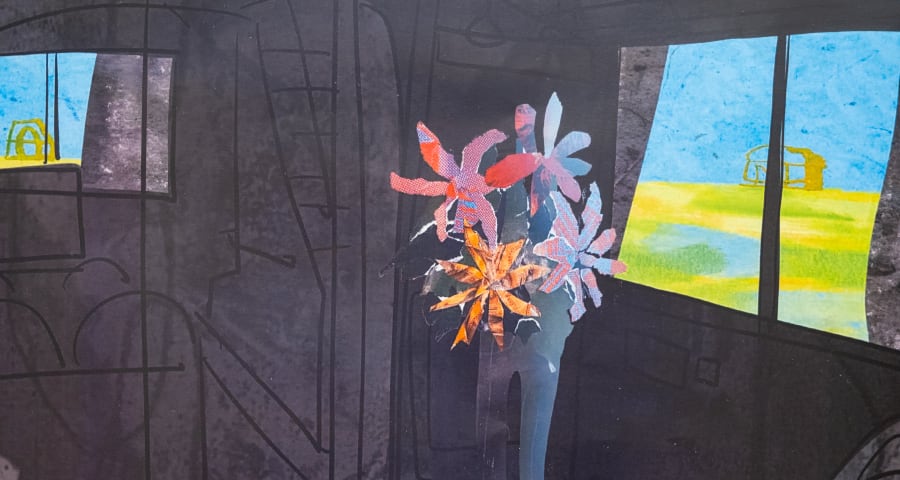 An illustrated art piece of a flower