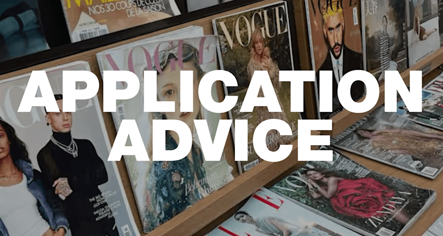 Vogue Magazines With Application Advice text overlayed