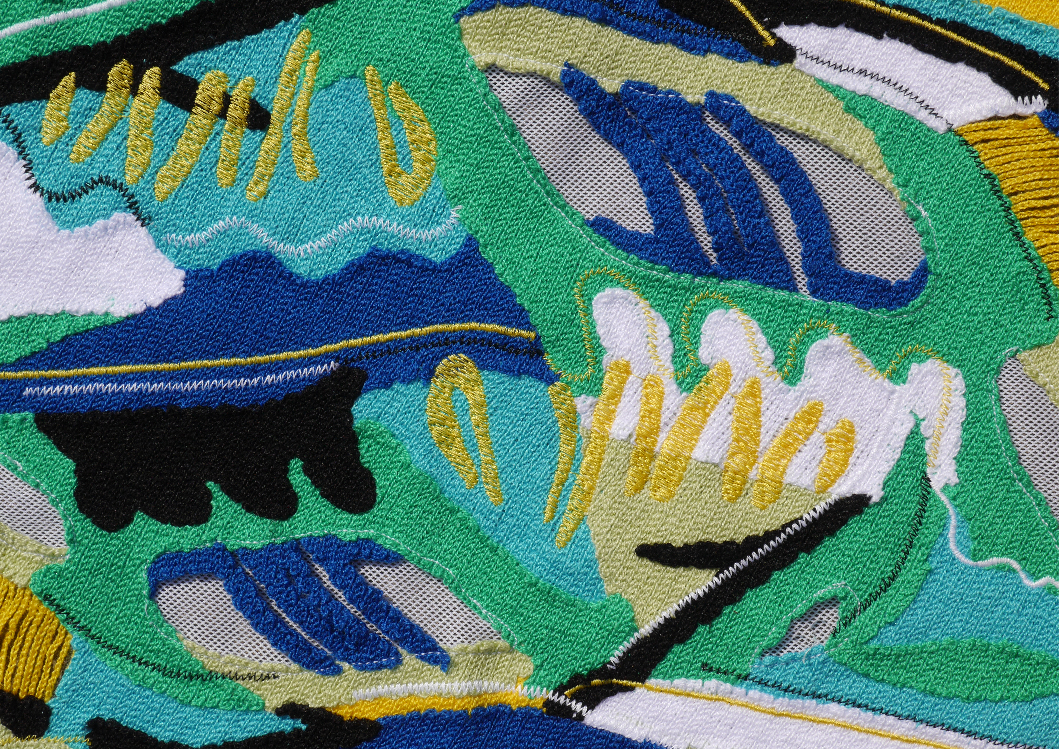 Colourful embroidered fabric